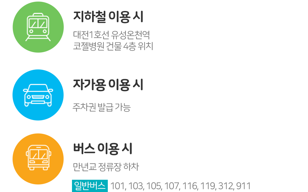 버스,자가용 이용시